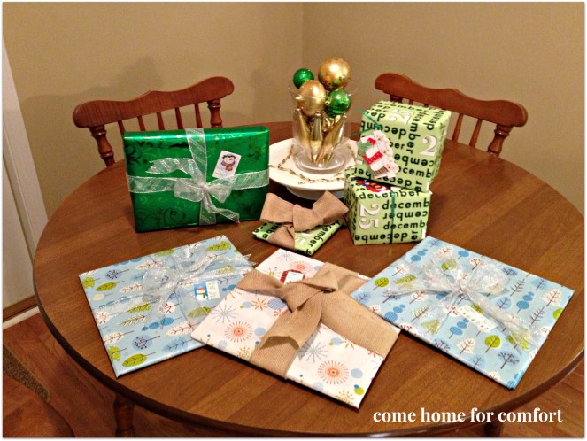 wrapped gifts come home for comfort