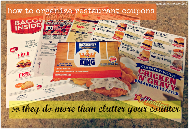 how to organize restaurant coupons