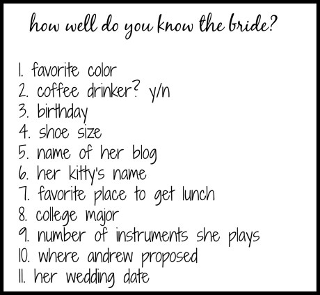how well do you know the bride