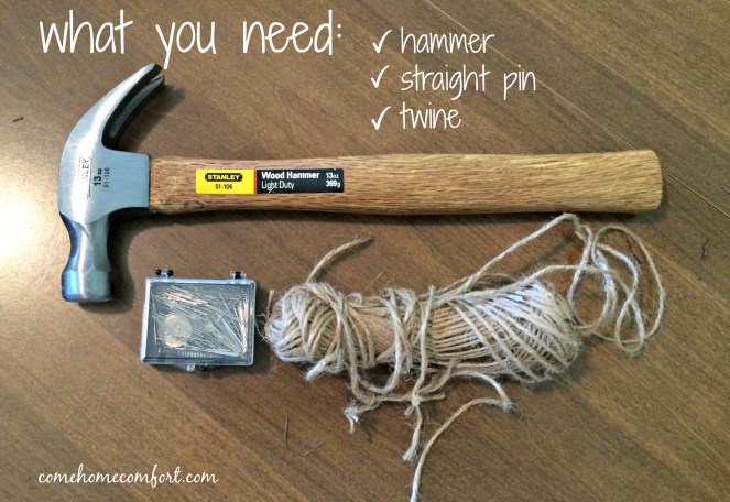 Hanging Grapvine Wreaths with Straight Pin and Twine Come Home For Comfort