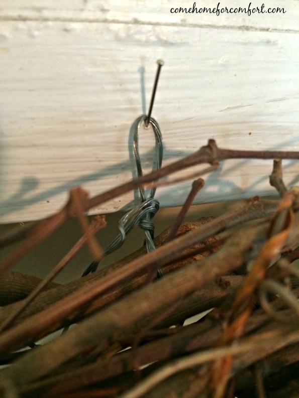 Hanging Grapvine Wreaths with Straight Pin and Wire Come Home For Comfort