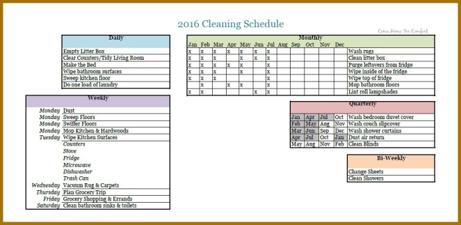 Cleaning Schedule Updated 8.16